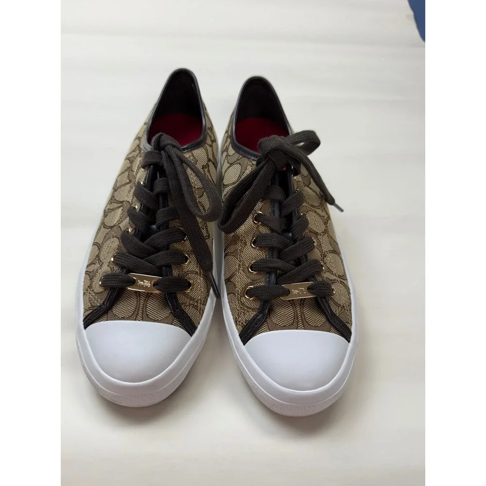 Coach Empire Signature Canvas Sneakers Brown Canvas Sz 8.5